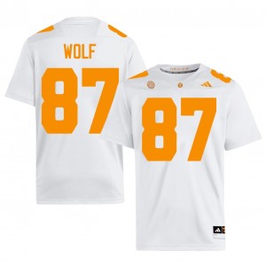 #87 Luca Wolf Tennessee Volunteers White Men Jersey | Official Replica Football College Enthusiasts 63067360