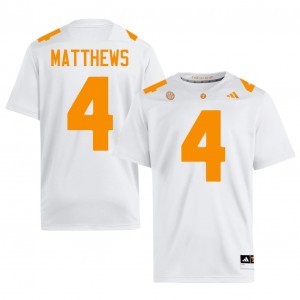#4 Mike Matthews Tennessee Volunteers White Men Jersey | Official Replica Football NCAA Enthusiasts 62851788