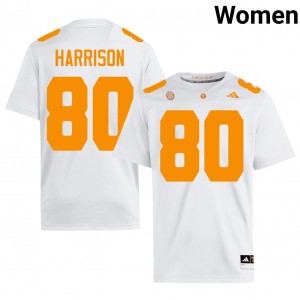 #80 Cole Harrison Tennessee Volunteers White Women Jersey | Official Replica Football NCAA Enthusiasts 90754444