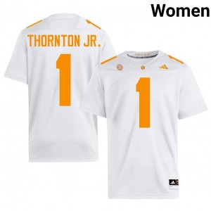 #1 Dont'e Thornton Jr. Tennessee Volunteers White Women Jersey | Official Replica Football High School Enthusiasts 98286475