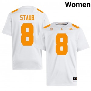 Ryan Staub Tennessee Vols #8 White Women Football Jersey | Stitched NCAA Licensed Gear 59482745