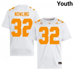 #32 Bill Nowling Tennessee Volunteers White Youth Jersey | Official Replica Football Player Enthusiasts 66513831