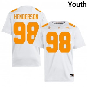 Tennessee Vols John Henderson #98 Youth Football | White Premium Player Fan Merchandise 14909004