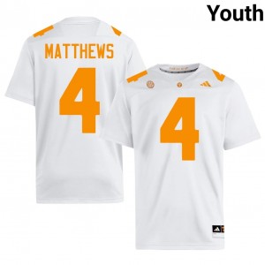 Mike Matthews #4 Tennessee Volunteers Youth Football Jersey | Limited Edition White Player Gear 25726667