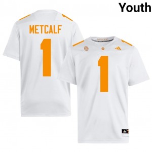 Tennessee Vols TJ Metcalf #1 Youth Football | White Premium Player Fan Merchandise 85033703
