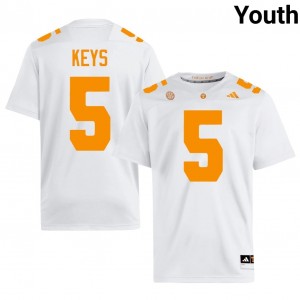 Tennessee Vols TK Keys #5 Youth Football | White Premium University Fan Merchandise 24739019