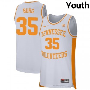 Ethan Burg Tennessee Vols #35 White Youth Basketball Jersey | Stitched NCAA Licensed Gear 85615139