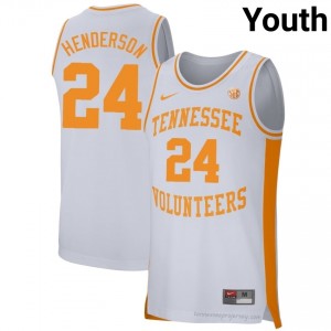 Troy Henderson Volunteers #24 White Youth Basketball Jersey | Stitched NCAA Licensed Gear 89402062